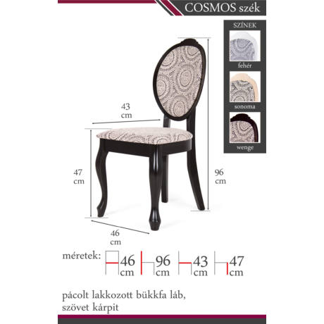 Cosmos-szék-méretrajz