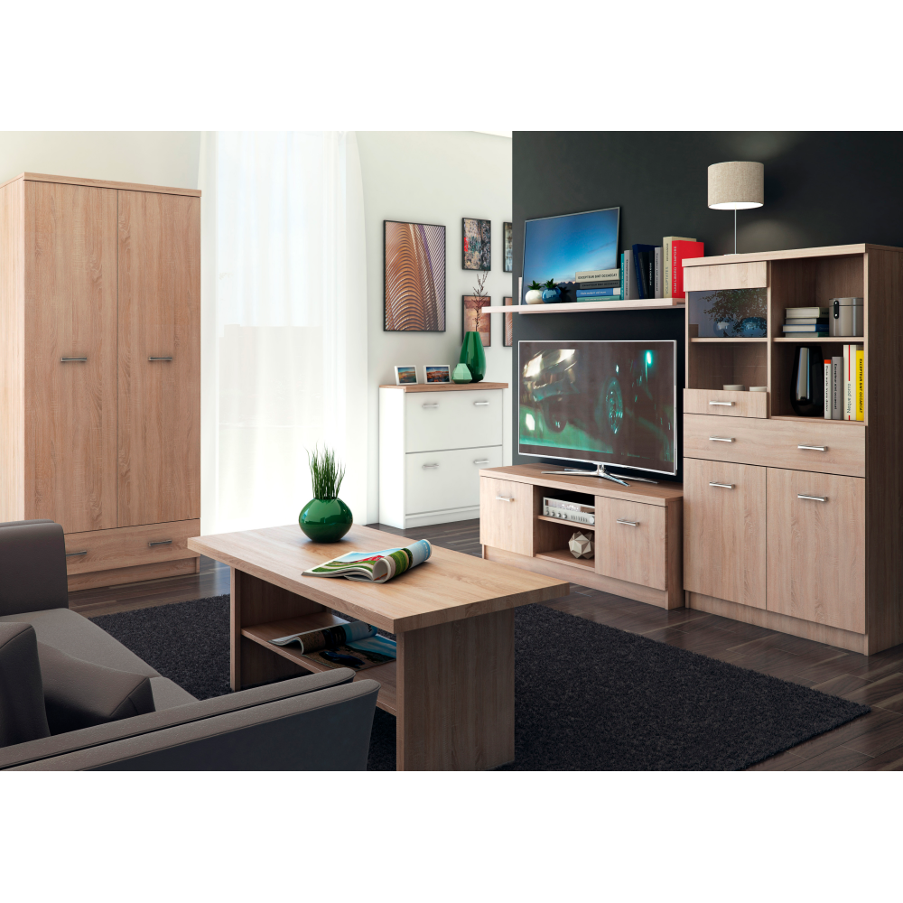 RTV asztal 2d, DTD laminált, fehér/tölgy sonoma, TOPTY TYP 15