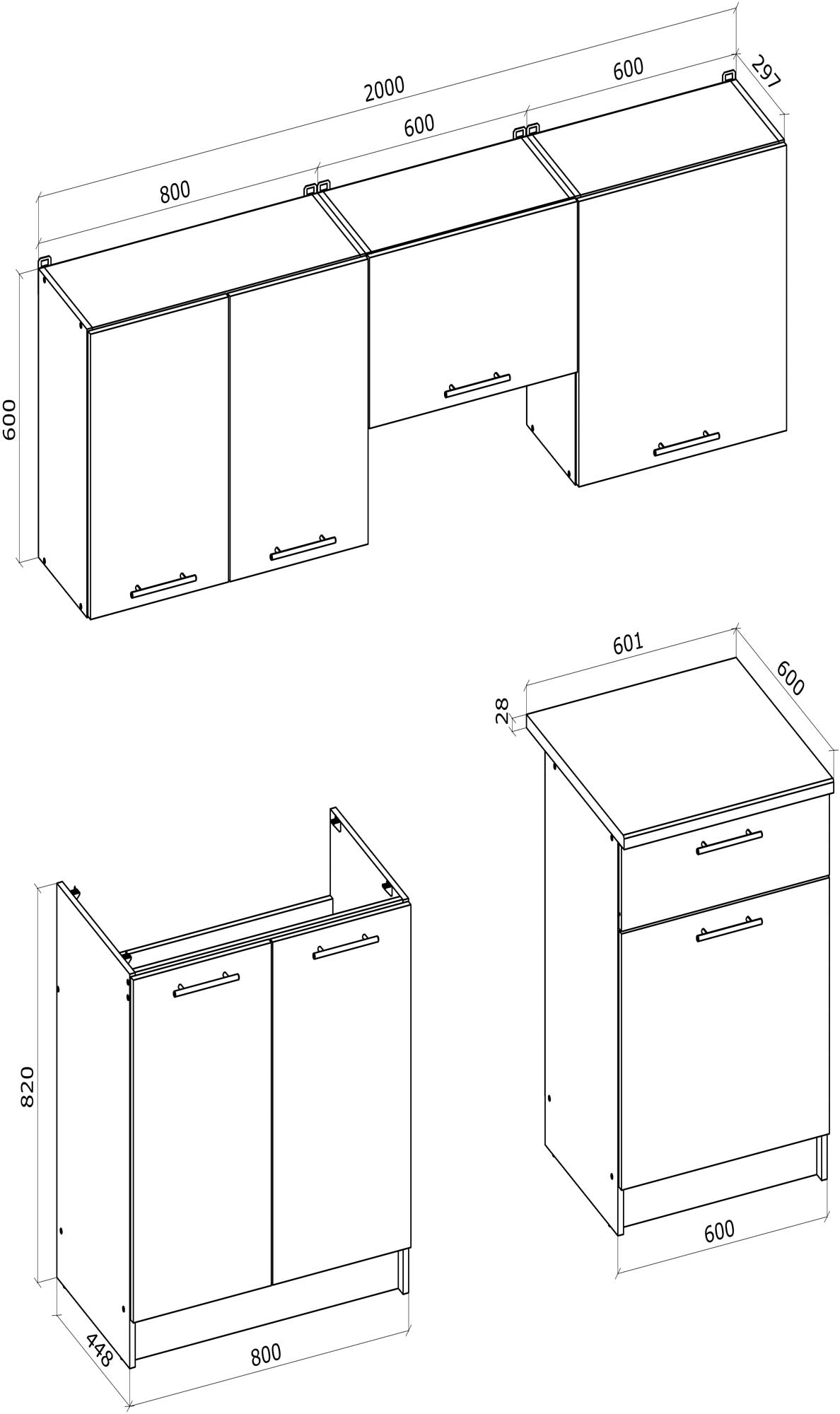Quarrata 200 cm-es blokk konyha