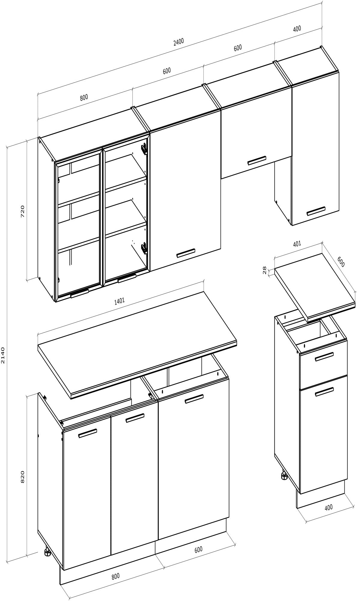 Maniace 240 cm-es blokk konyha