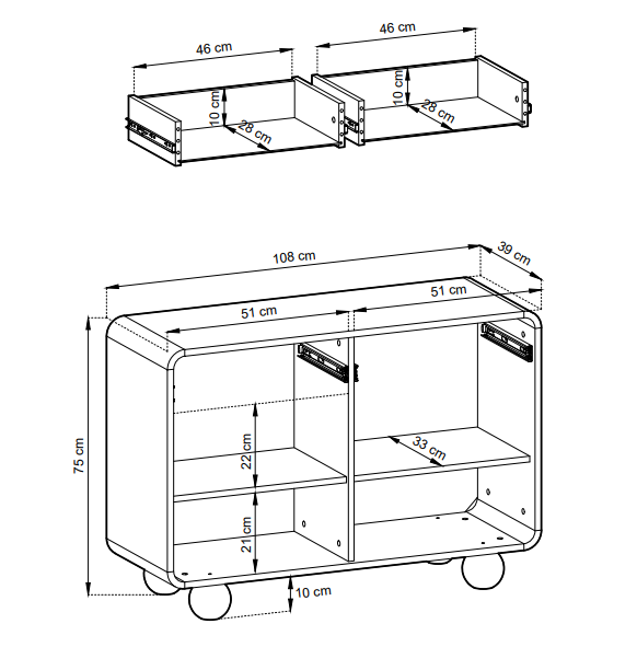 Quadro komód 108 széles