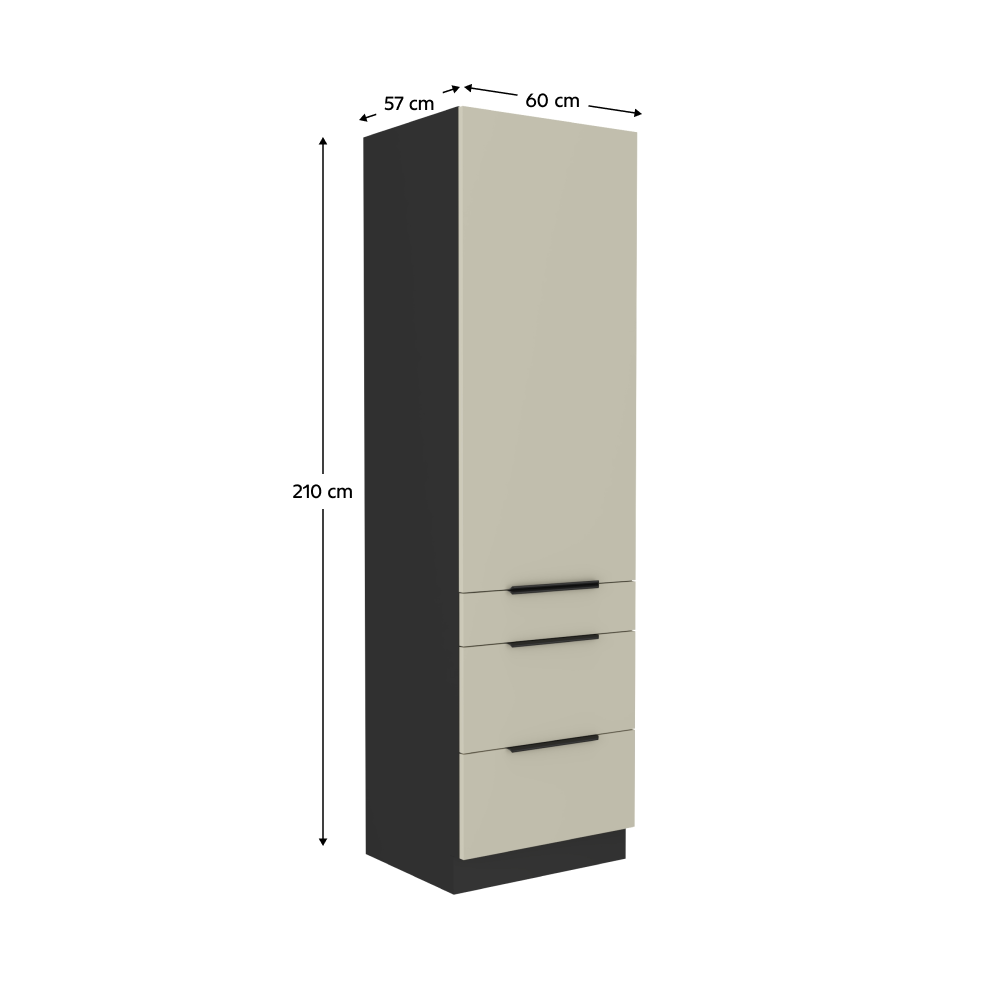Magas szekrény, kasmír/fekete, ARAKA 60 DKS-210 3S1F