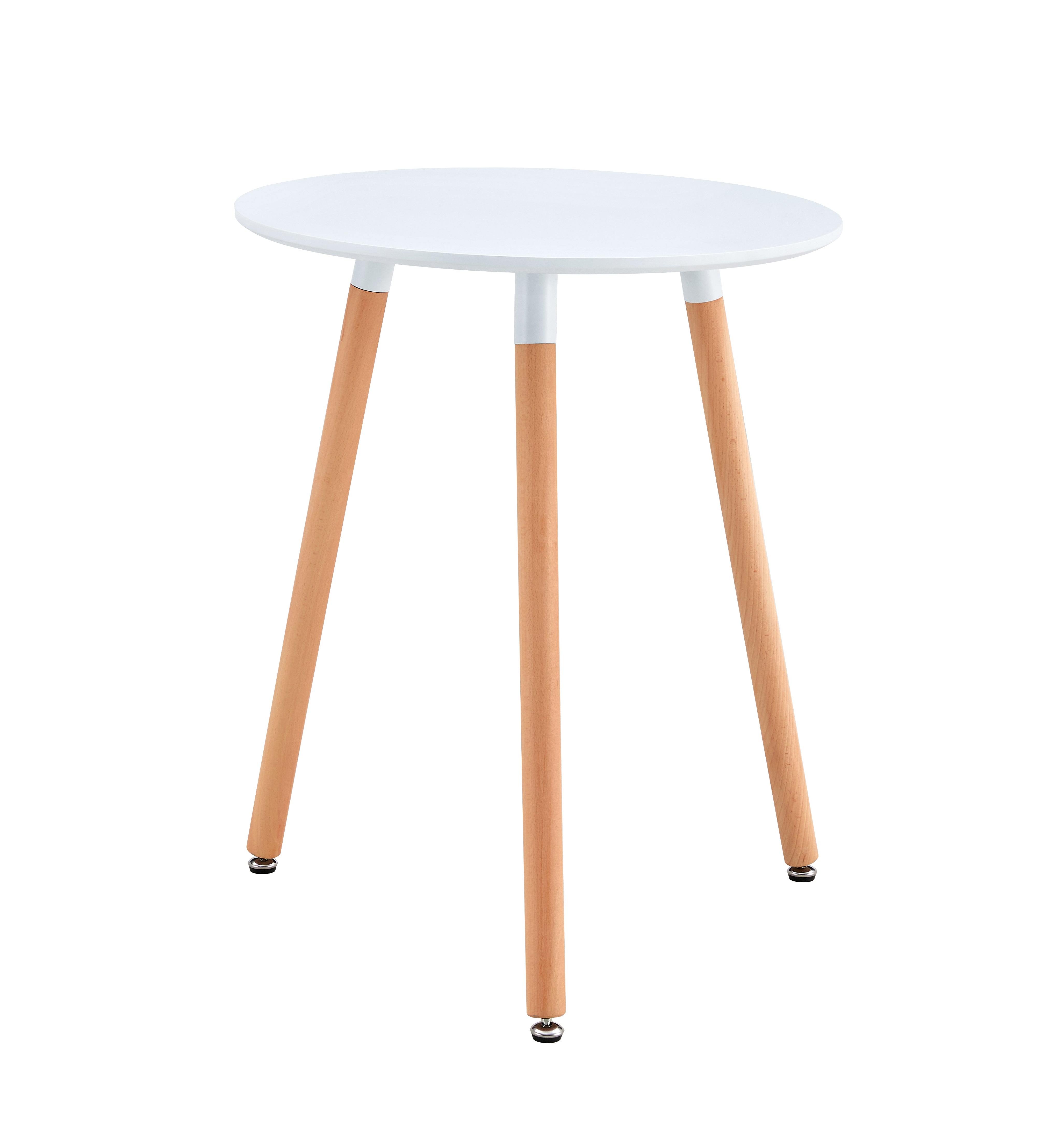 Étkezőasztal, fehér/bükk, átmérő 60 cm, ELCAN NEW TYP 1