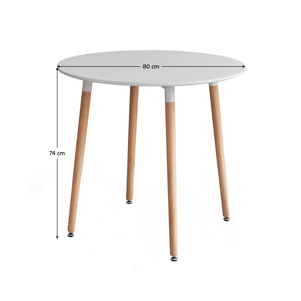 Étkezőasztal, fehér/bükk, átmérő 60 cm, ELCAN NEW TYP 1