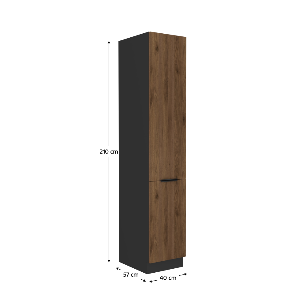 Magas szekrény, okapi dió/fekete, MENZO 40 DK-210 2F