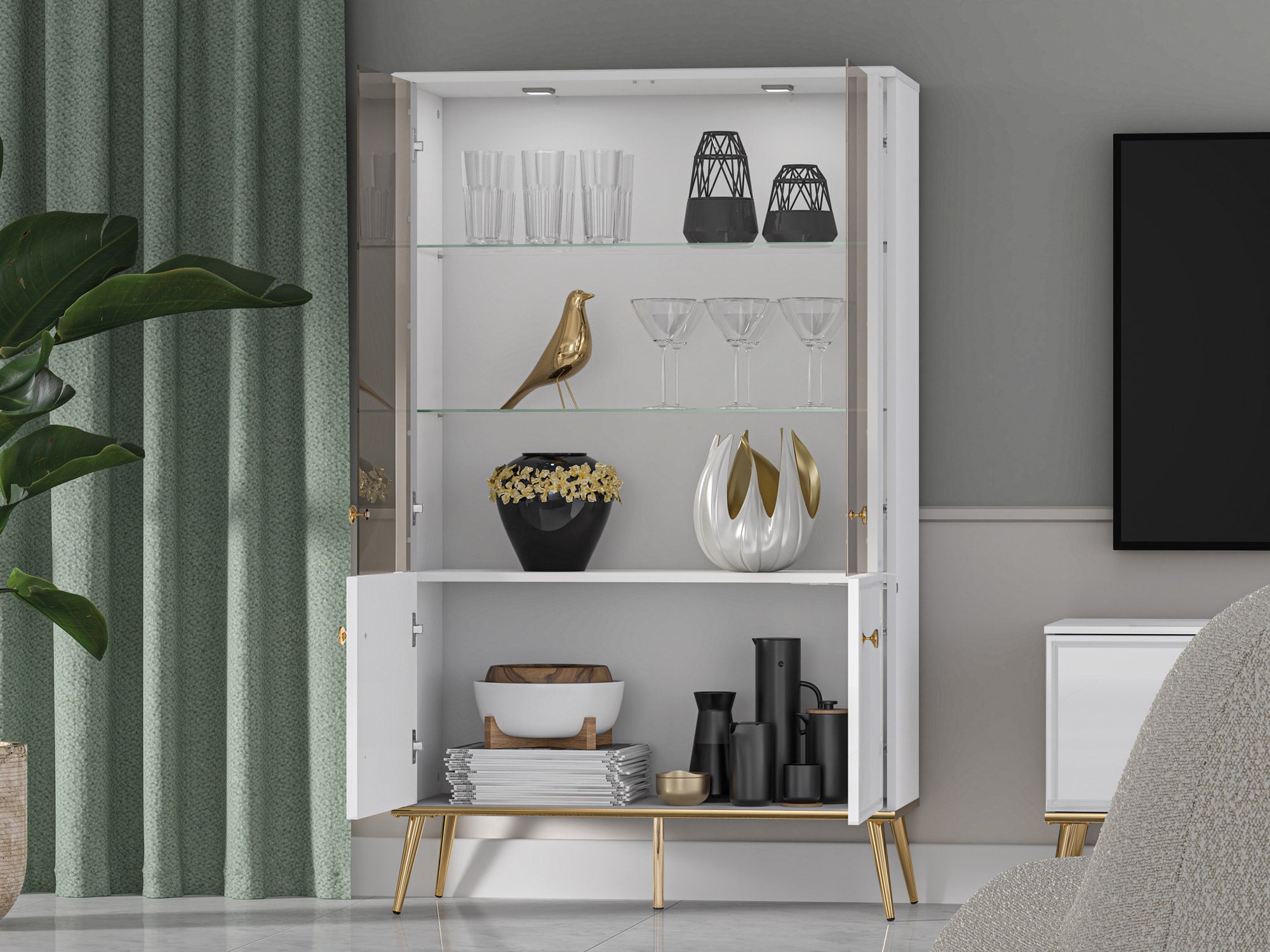 Zafira vitrin 92 széles white 2