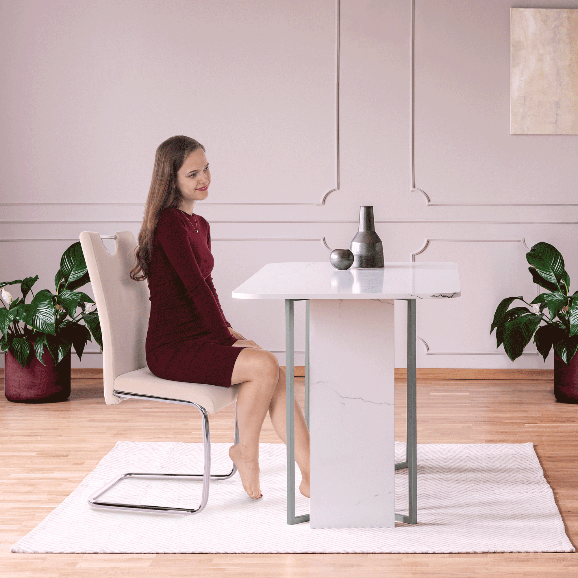 Étkezőszék, bézs Dulux Velvet szövet/világos varrás, ABIRA NEW