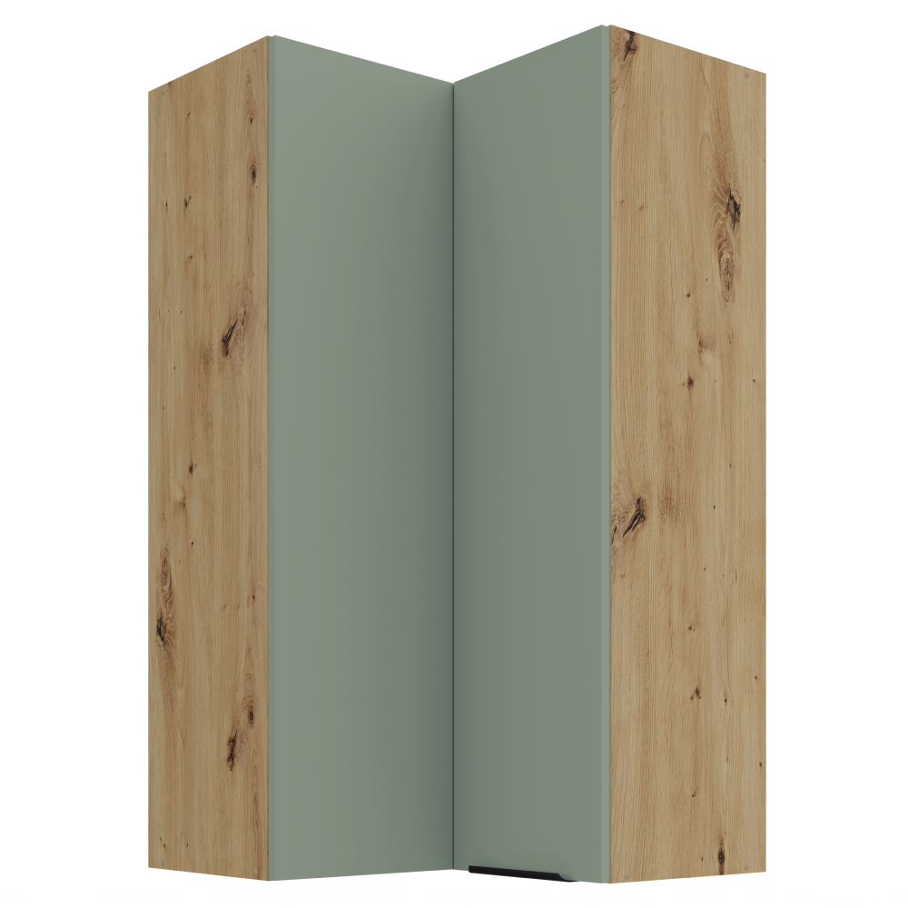 Felső sarokszekrény, aquamarine/artisan tölgy, ARSANY 60x60 GN-108 2F