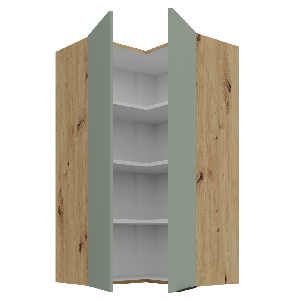 Felső sarokszekrény, aquamarine/artisan tölgy, ARSANY 60x60 GN-108 2F