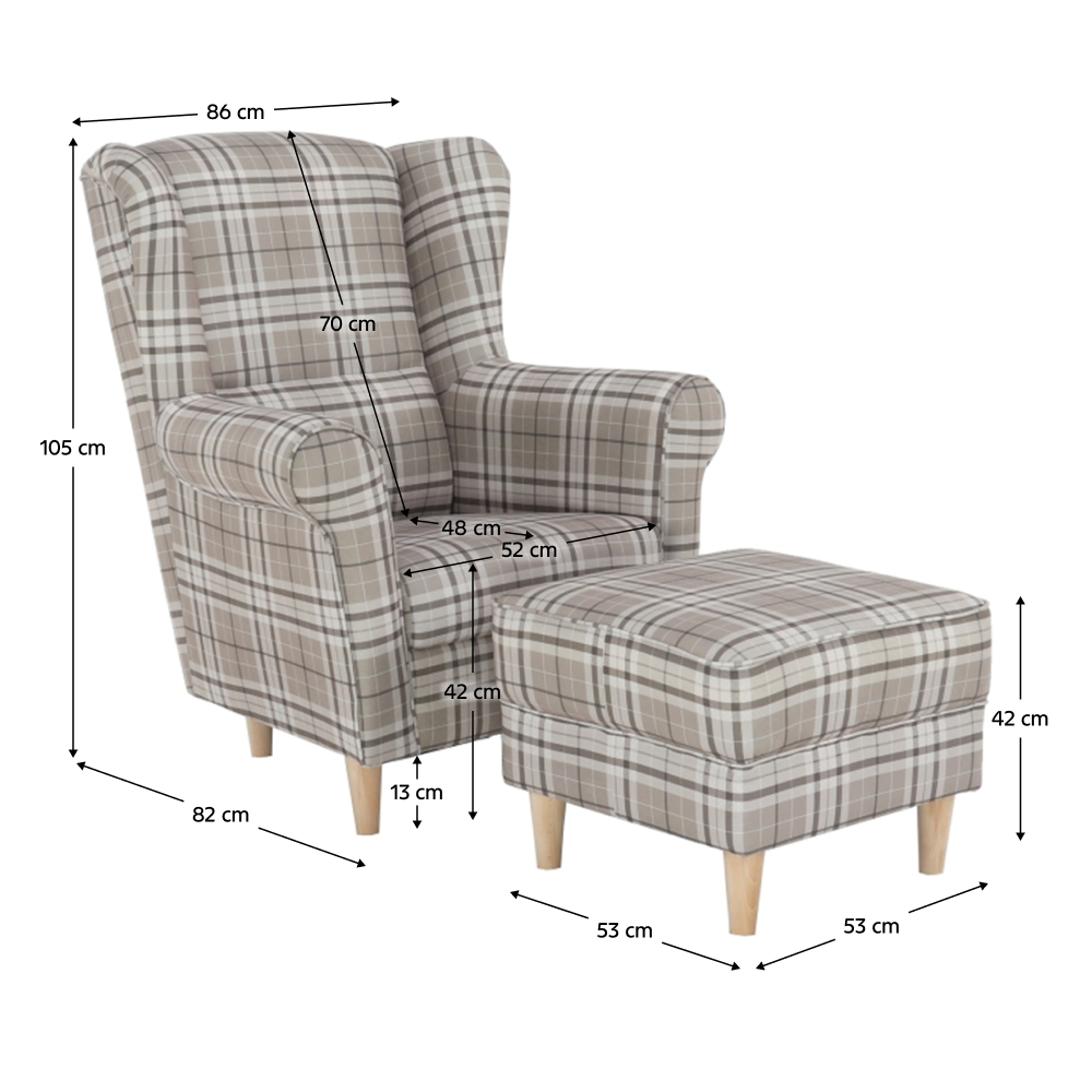 füles fotel puffal, szövet patchwork N1, ASTRID