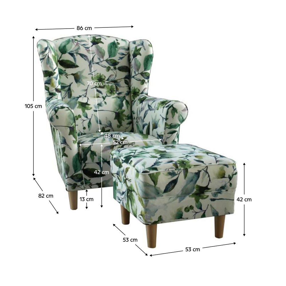 füles fotel puffal, szövet patchwork N1, ASTRID