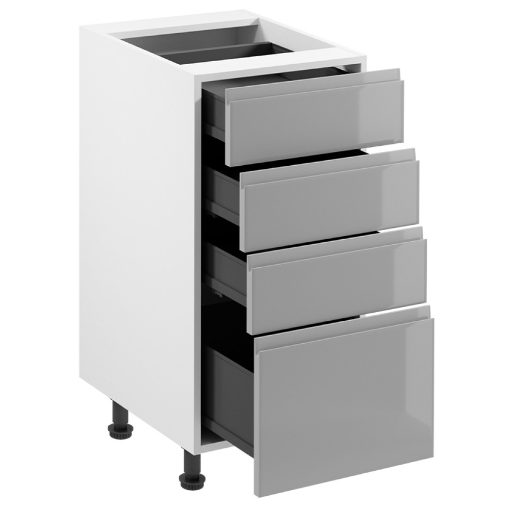 Alsószekrény, fehér/szürke extra magasfényű HG, AURORA D40S4