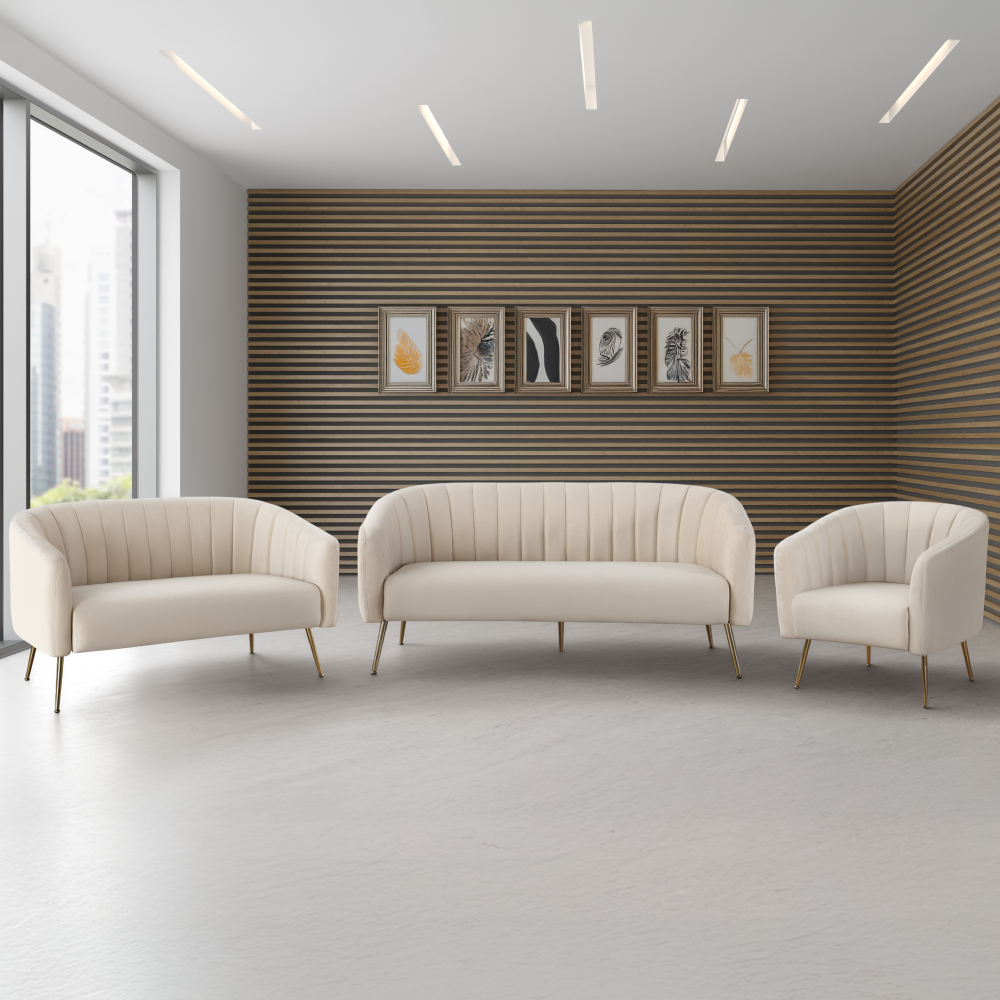 Design 3-as ülés kanapé, barna bársony szövet/arany króm-arany, BAGY