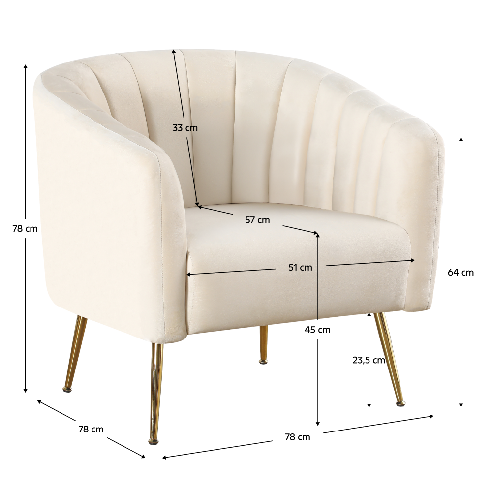 Design fotel, bézs Velvet szövet/gold króm-arany, BAGY