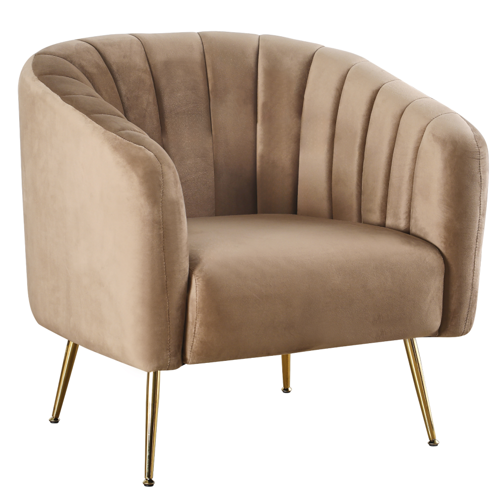 Design fotel, bézs Velvet szövet/gold króm-arany, BAGY