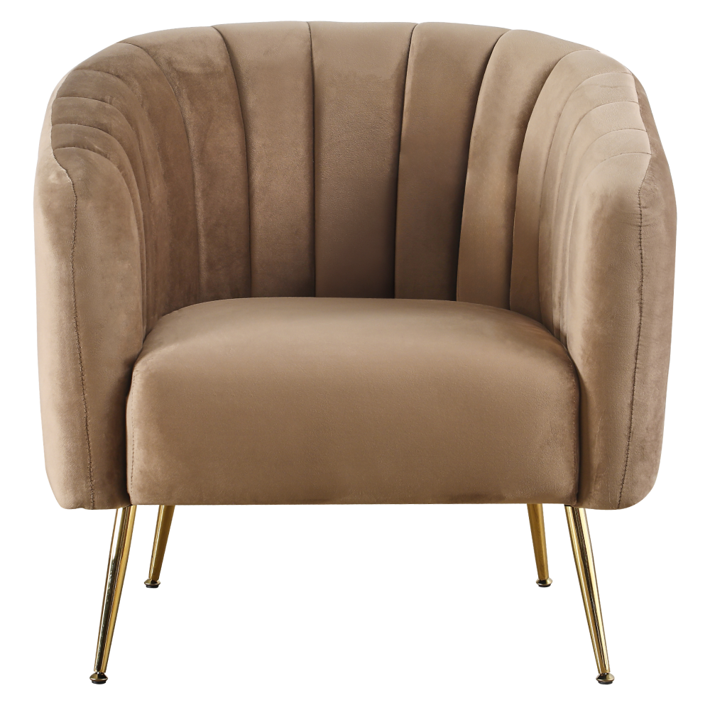 Design fotel, bézs Velvet szövet/gold króm-arany, BAGY