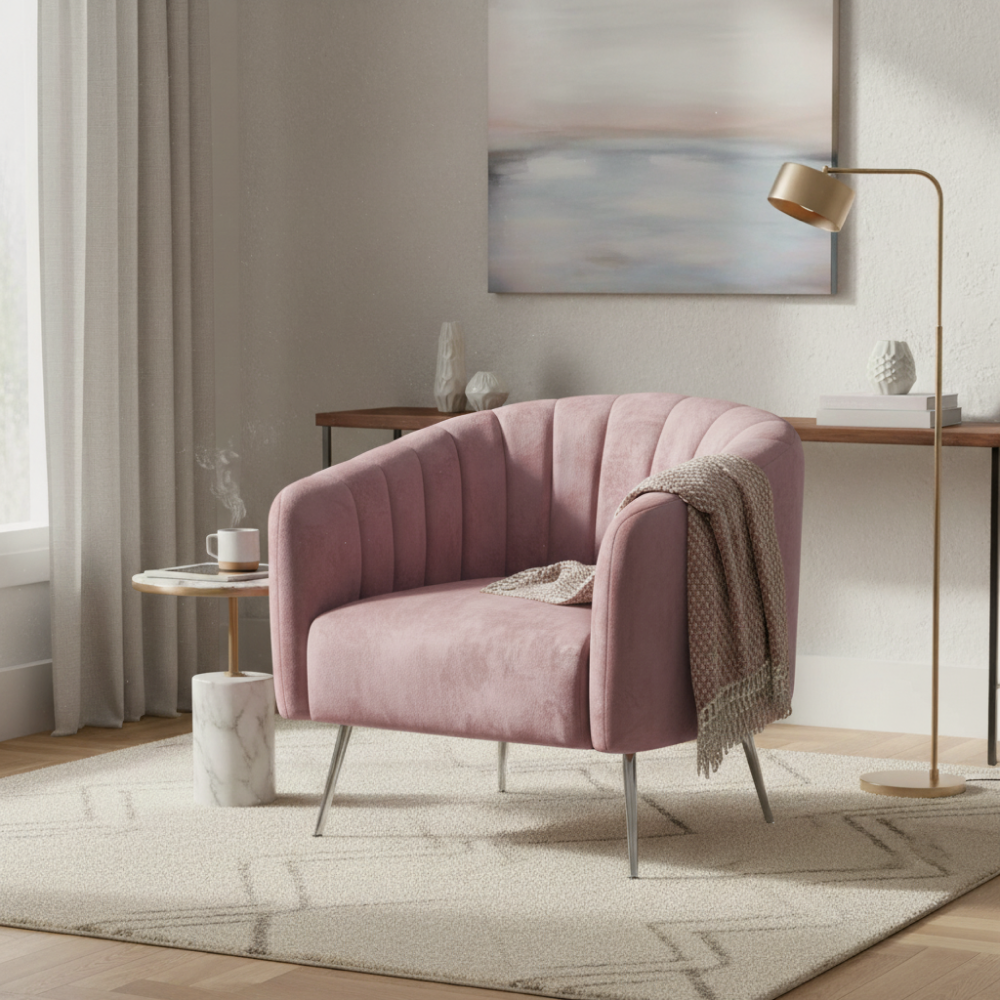 Design fotel, bézs Velvet szövet/gold króm-arany, BAGY