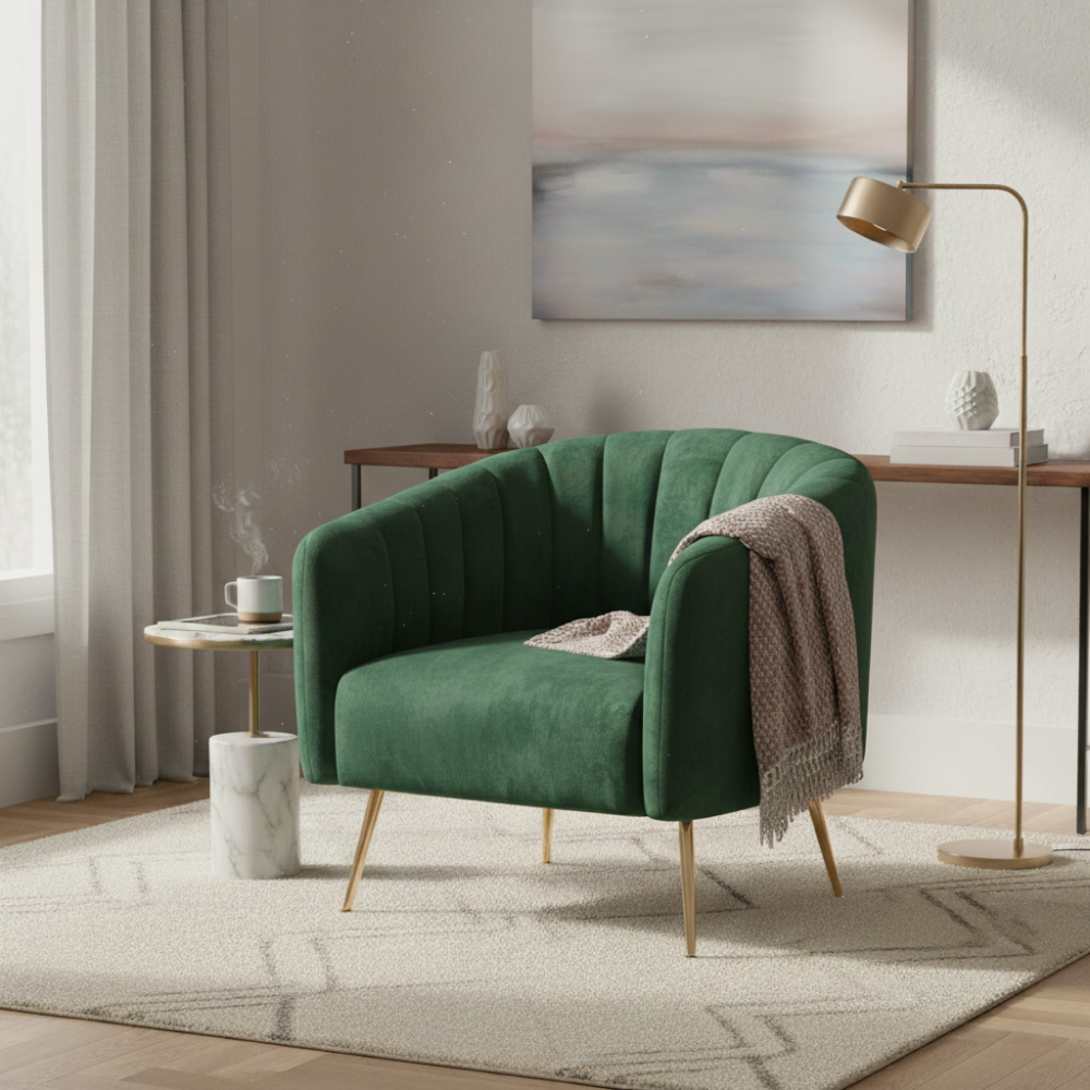 Design fotel, bézs Velvet szövet/gold króm-arany, BAGY