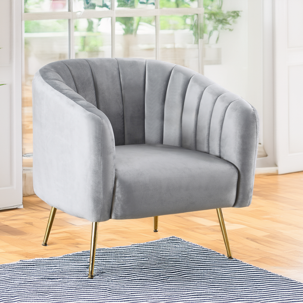 Design fotel, bézs Velvet szövet/gold króm-arany, BAGY