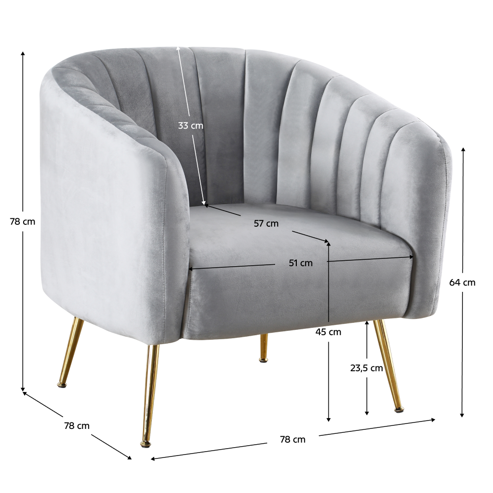 Design fotel, bézs Velvet szövet/gold króm-arany, BAGY