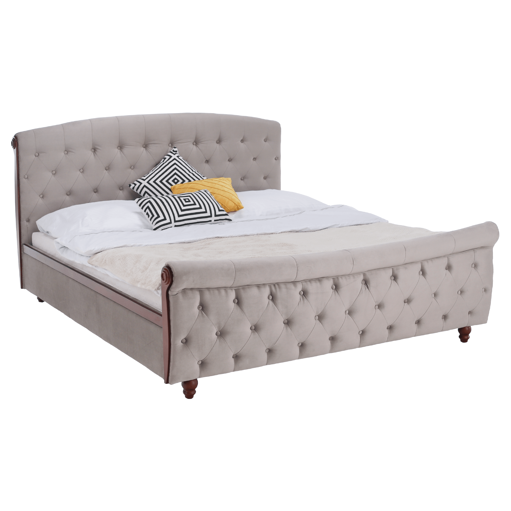 Ágy ágyráccsal, 180x200, szürkésbarna Taupe Velvet szövet, BARETO
