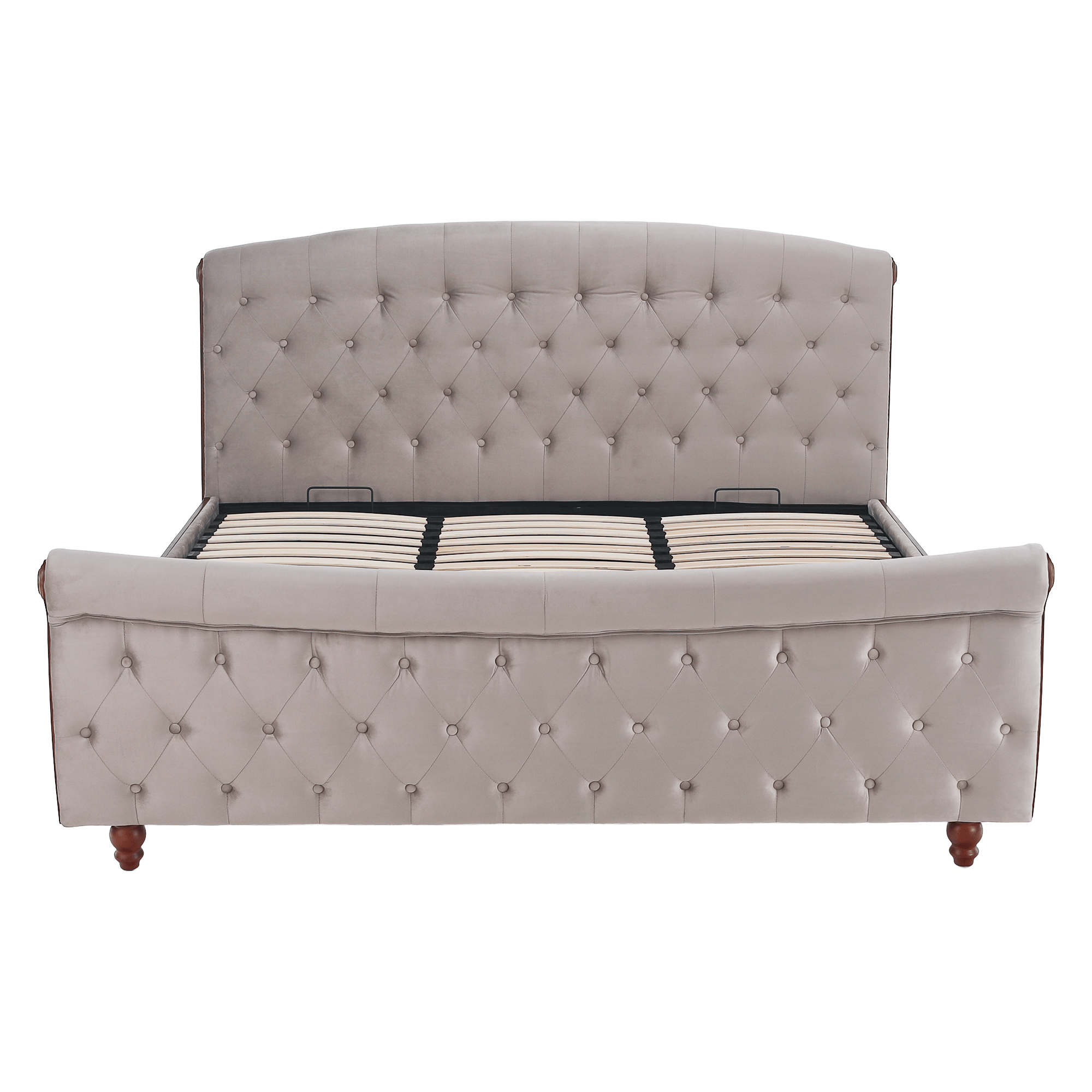 Ágy ágyráccsal, 180x200, szürkésbarna Taupe Velvet szövet, BARETO