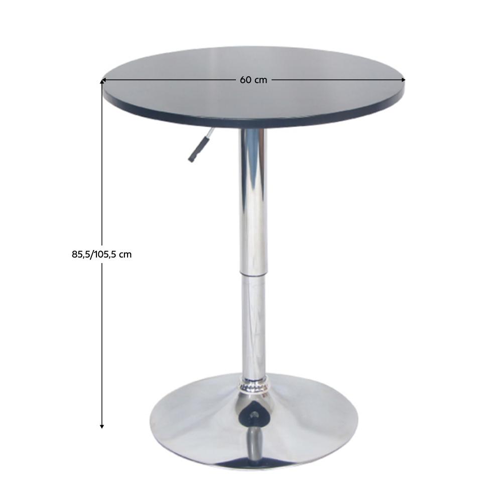 Bárasztal, magasság állítással, króm/fehér, átmérő 60 cm, BRANY 2 NEW