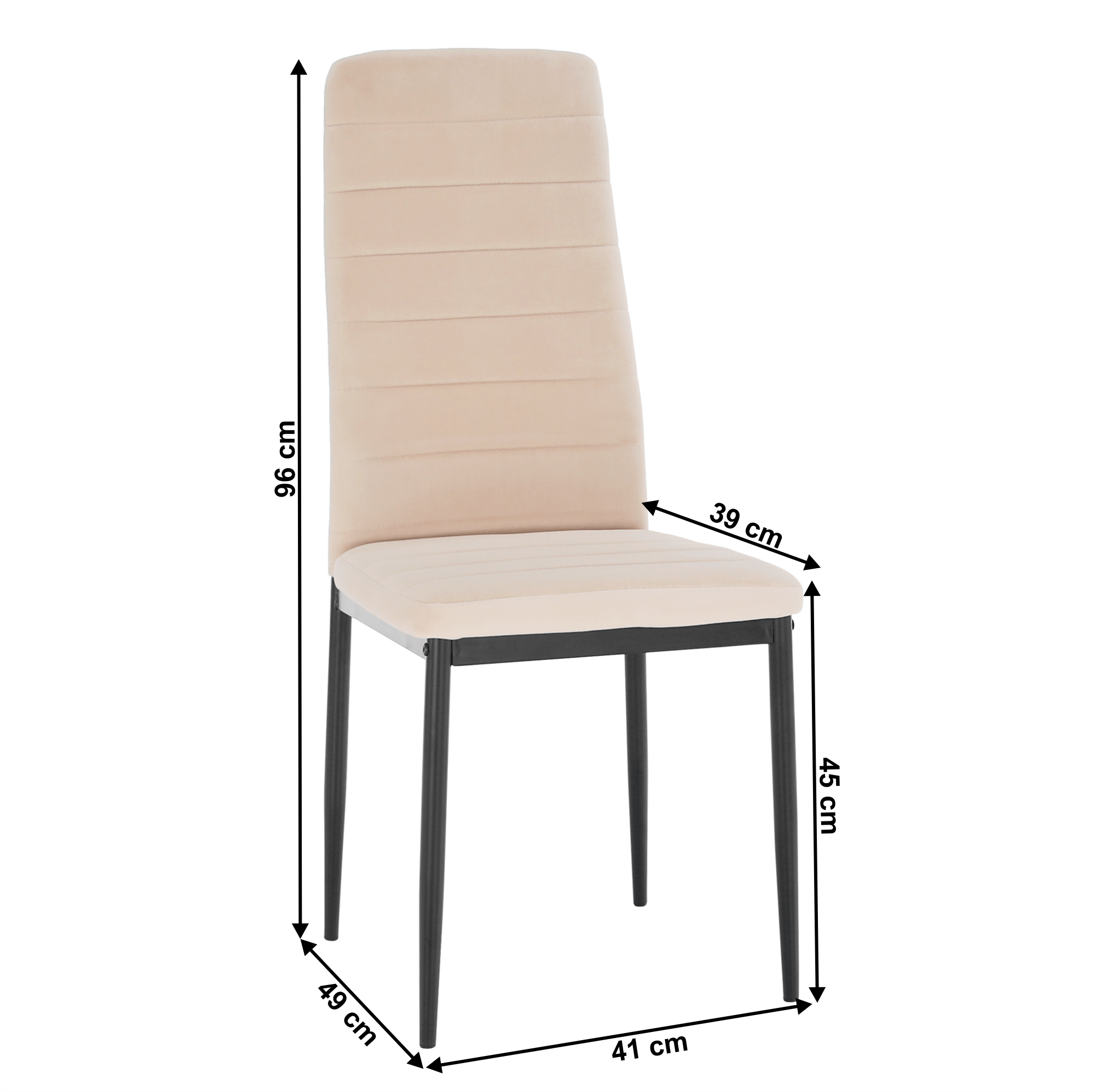 Szék, bézs Dulux Velvet szövet/fekete fém, COLETA NOVA