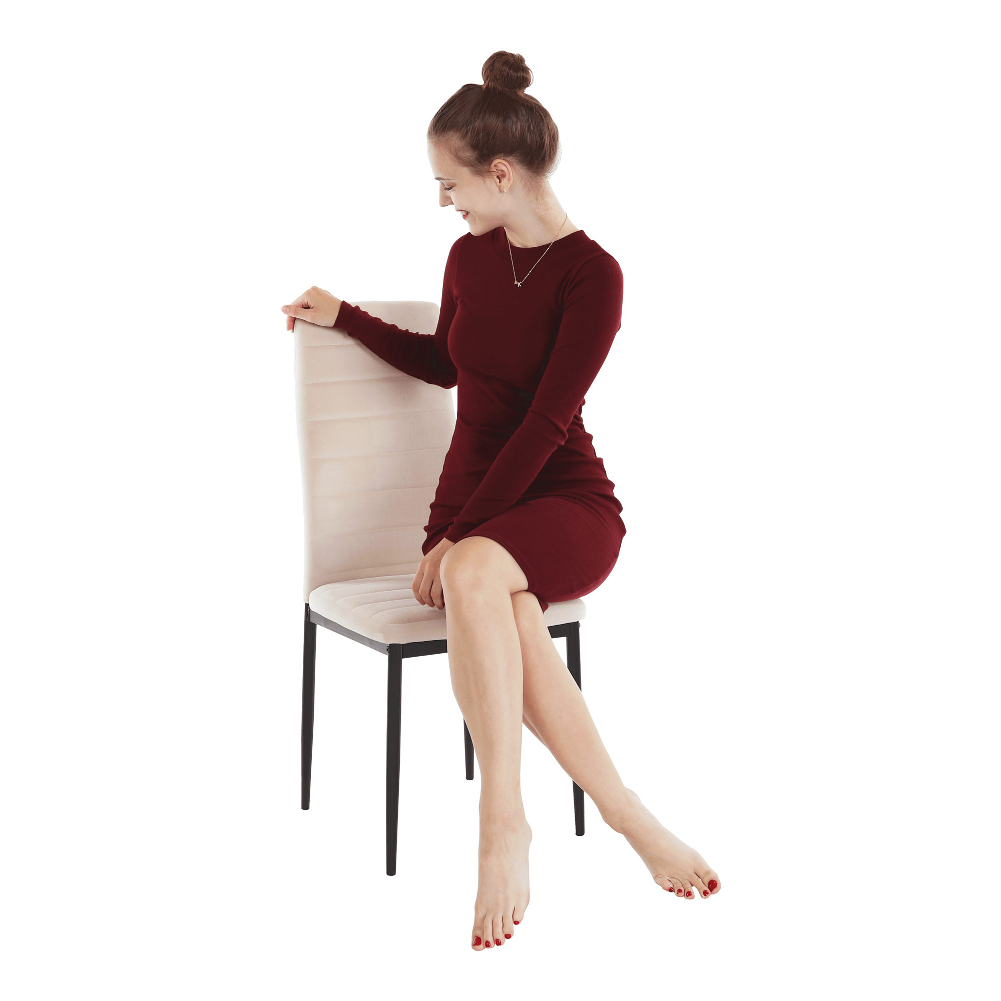 Szék, bézs Dulux Velvet szövet/fekete fém, COLETA NOVA