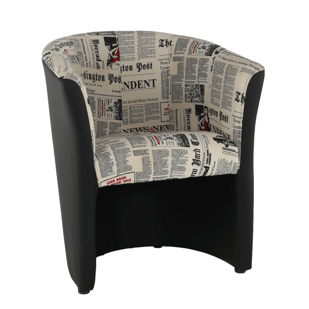Klub fotel, fehér textilbőr / szürke szövet, CUBA