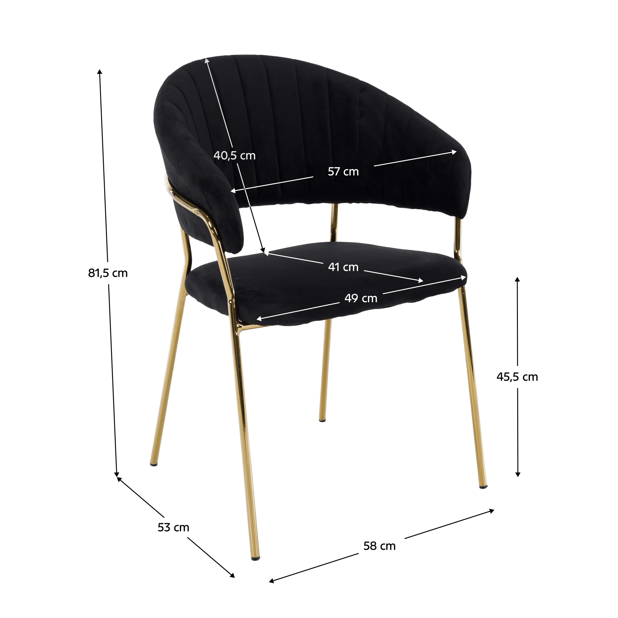 Design étkezőszék, fekete Velvet szövet/gold króm arany, DASMIN TYP 1