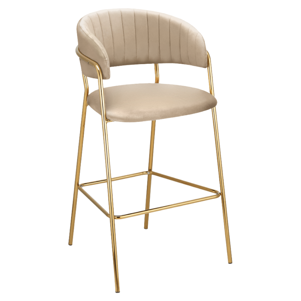 Design bárszék, bézs Velvet szövet/gold króm arany, DASMIN TYP 2