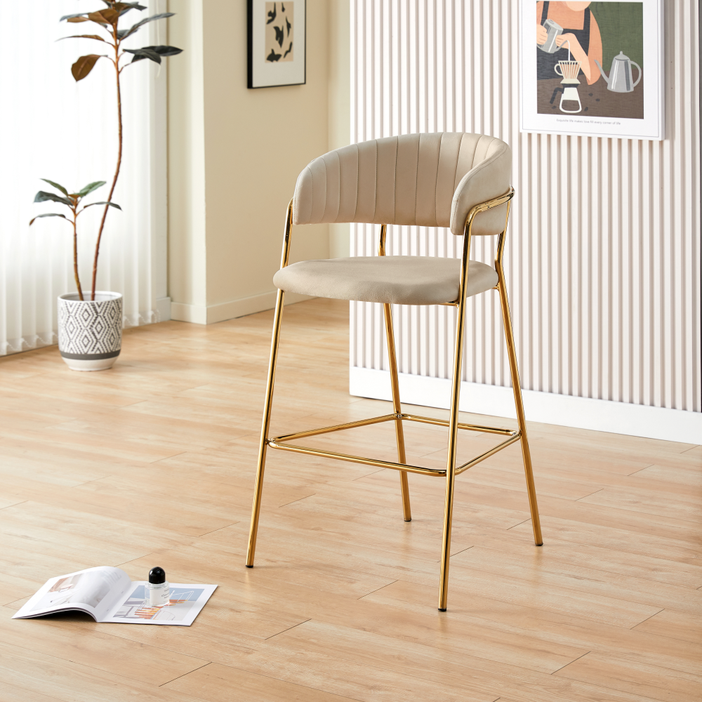 Design bárszék, bézs Velvet szövet/gold króm arany, DASMIN TYP 2