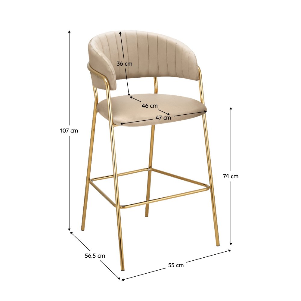 Design bárszék, bézs Velvet szövet/gold króm arany, DASMIN TYP 2