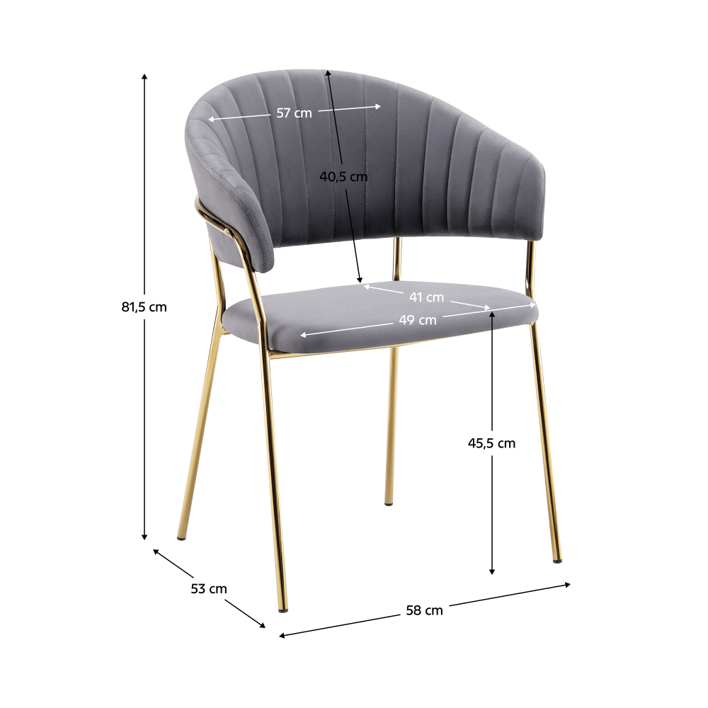 Design étkezőszék, fekete Velvet szövet/gold króm arany, DASMIN TYP 1