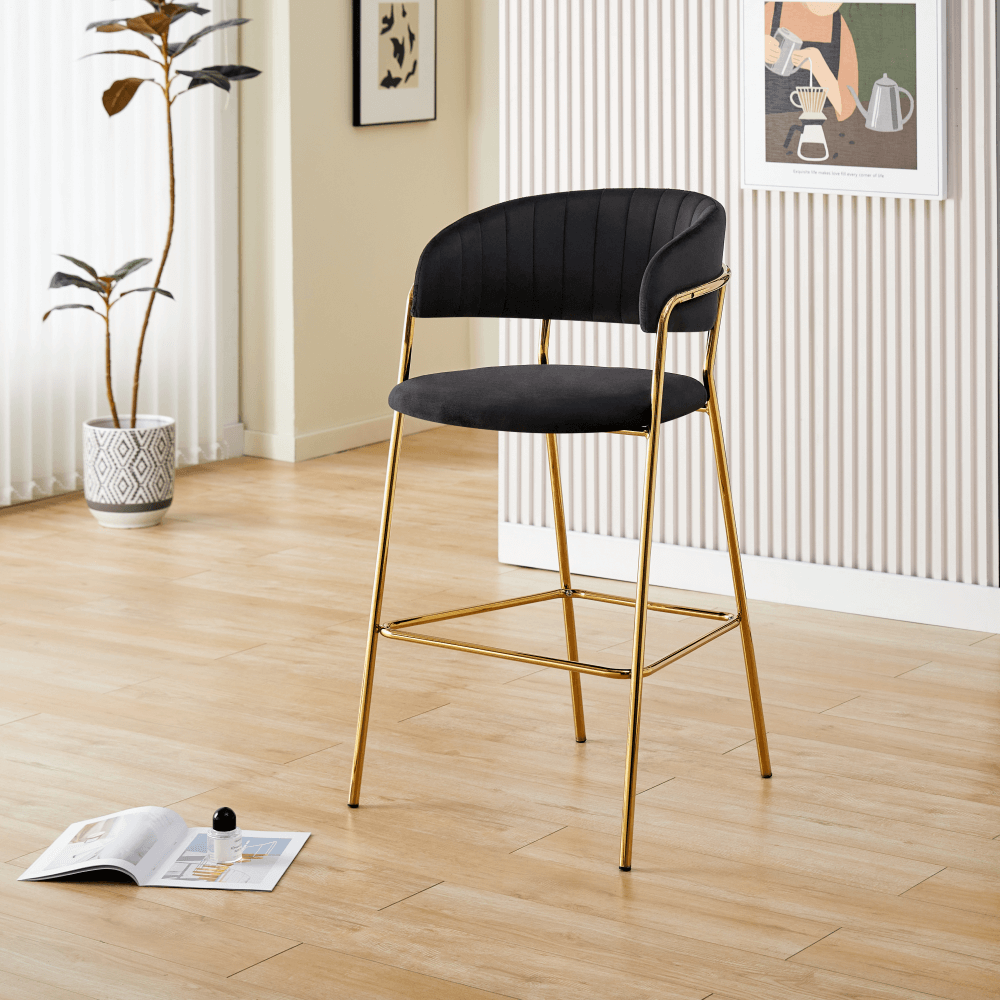 Design bárszék, bézs Velvet szövet/gold króm arany, DASMIN TYP 2