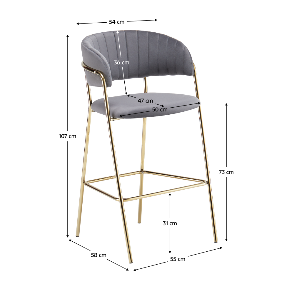 Design bárszék, bézs Velvet szövet/gold króm arany, DASMIN TYP 2