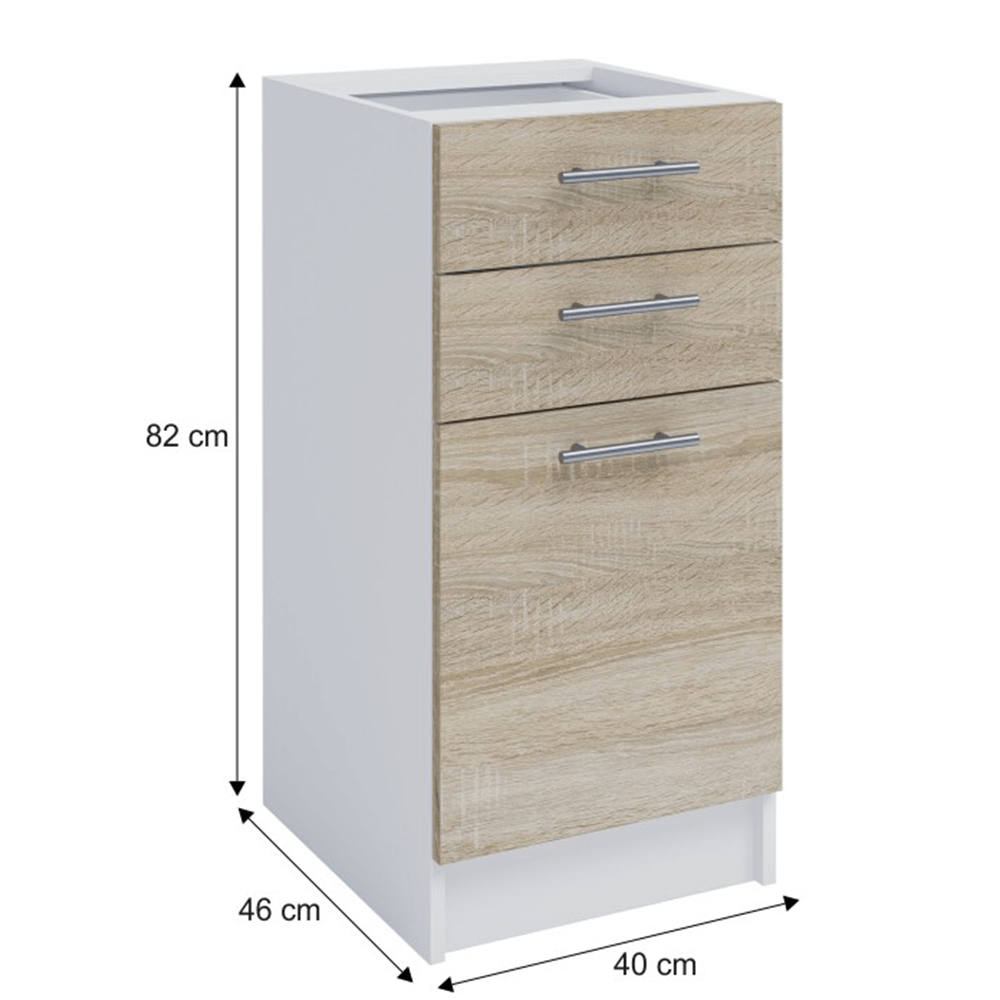 kombinált alsószekrény, fehér,  FABIANA S-40SZ2