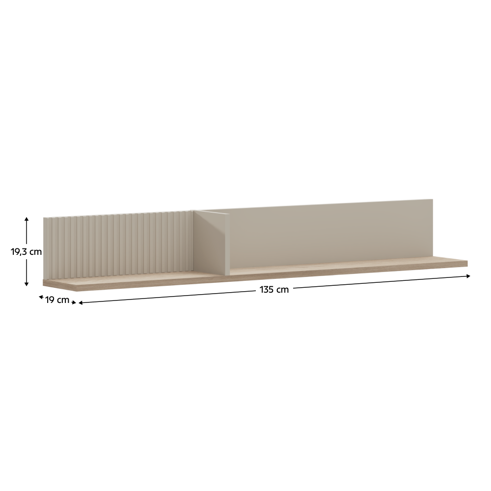 Fali polc 135, szürkésbarna Taupe/silverjack tölgy, DOMCA