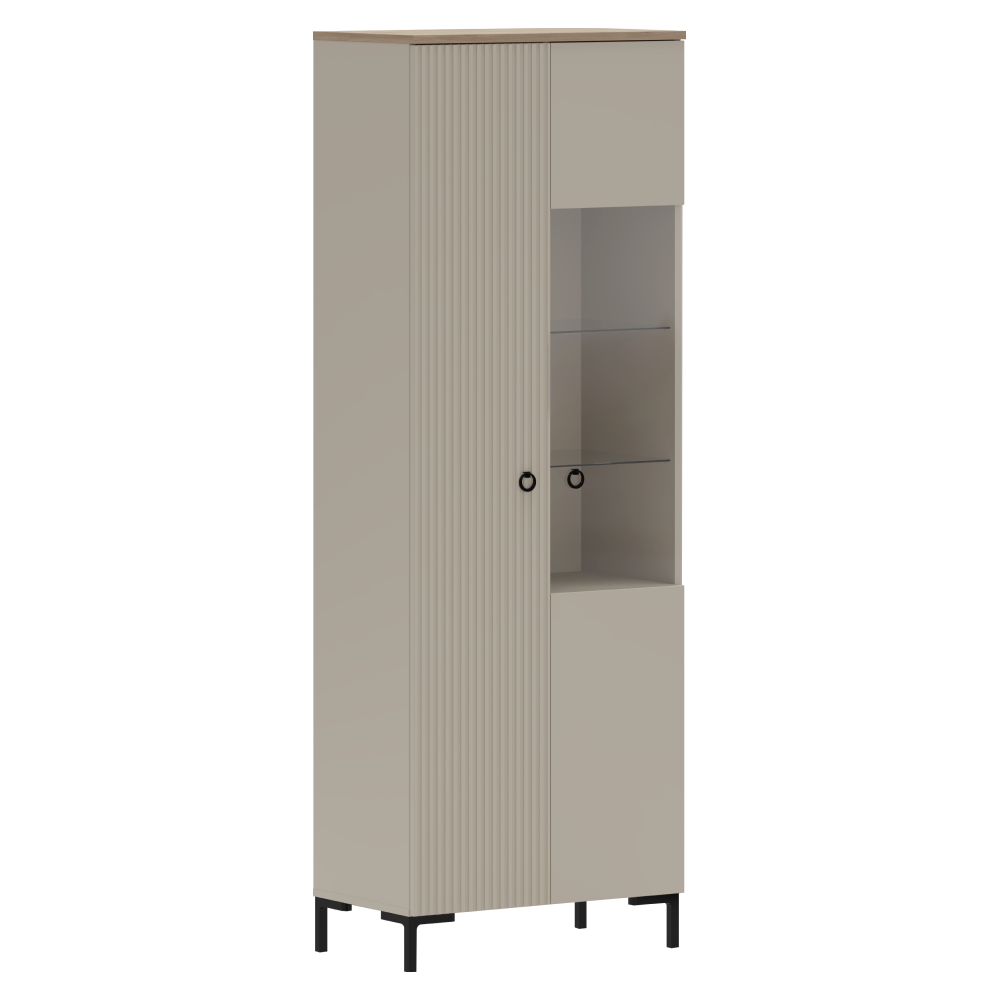 Vitrin, szürkésbarna Taupe/silverjack tölgy, DOMCA 1D1W