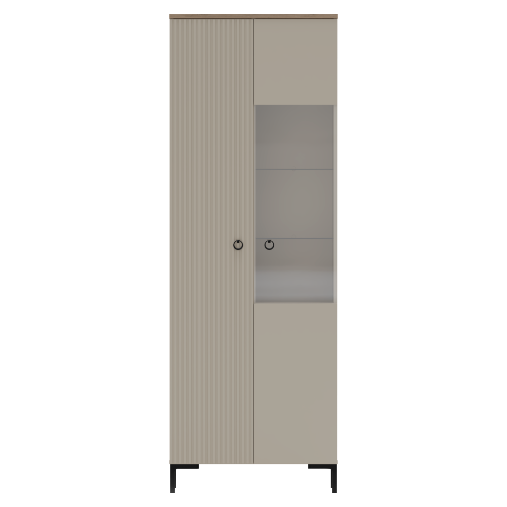 Vitrin, szürkésbarna Taupe/silverjack tölgy, DOMCA 1D1W