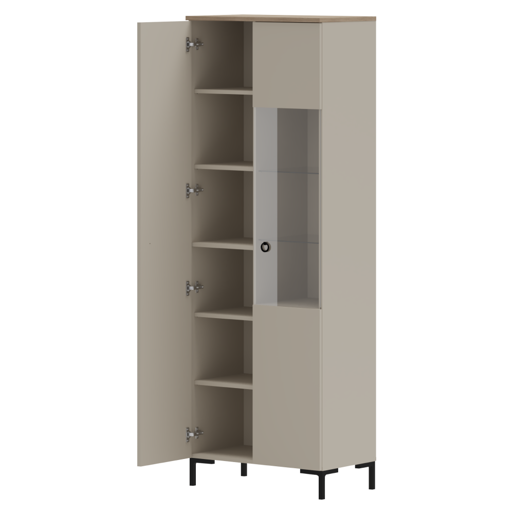 Vitrin, szürkésbarna Taupe/silverjack tölgy, DOMCA 1D1W