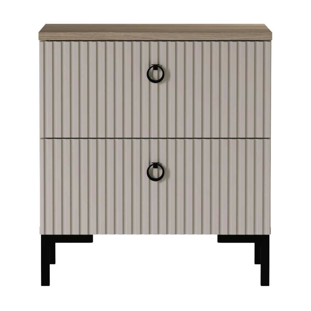 Éjjeliszekrény, szürkésbarna Taupe/silverjack tölgy, DOMCA 2S