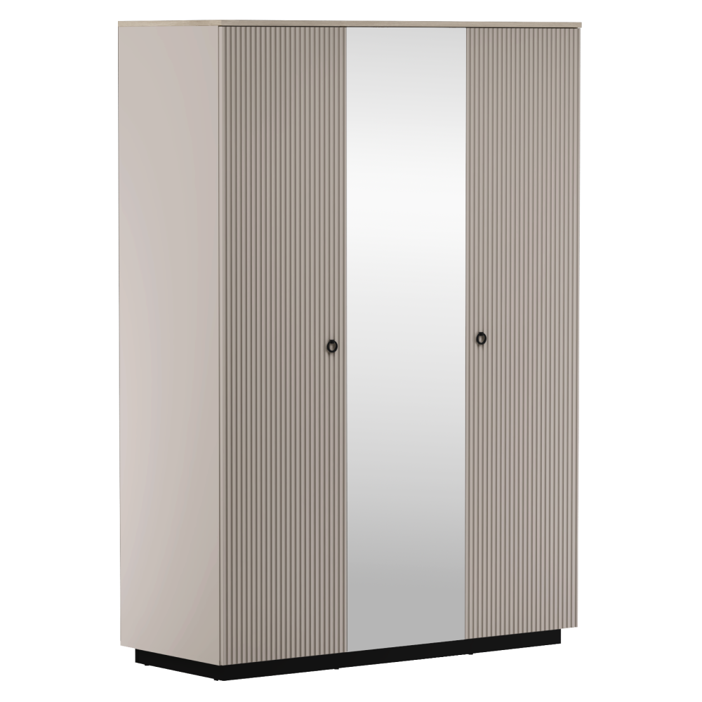 Szekrény tükörrel, szürkésbarna Taupe/silverjack tölgy, DOMCA 3D