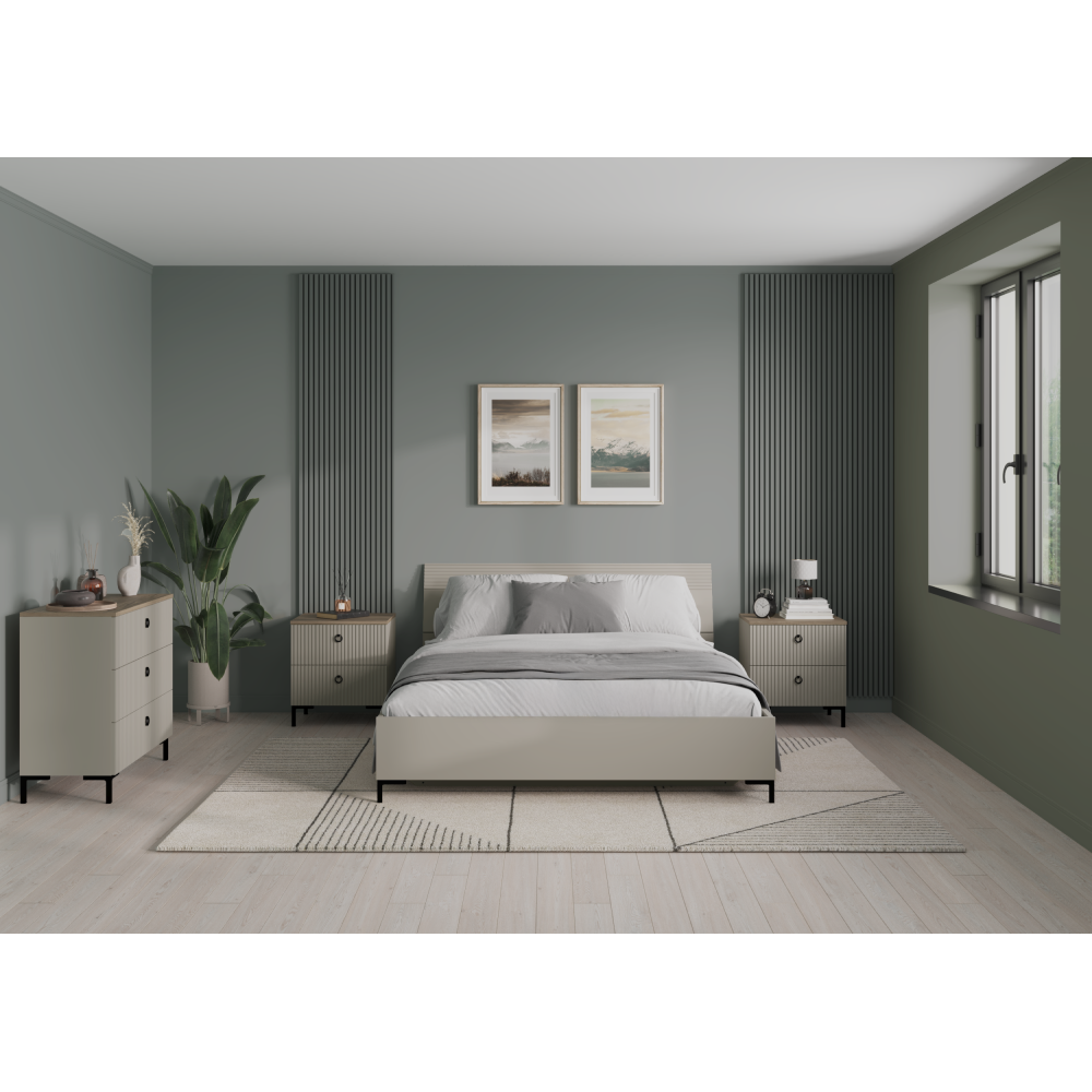 Éjjeliszekrény, szürkésbarna Taupe/silverjack tölgy, DOMCA 2S
