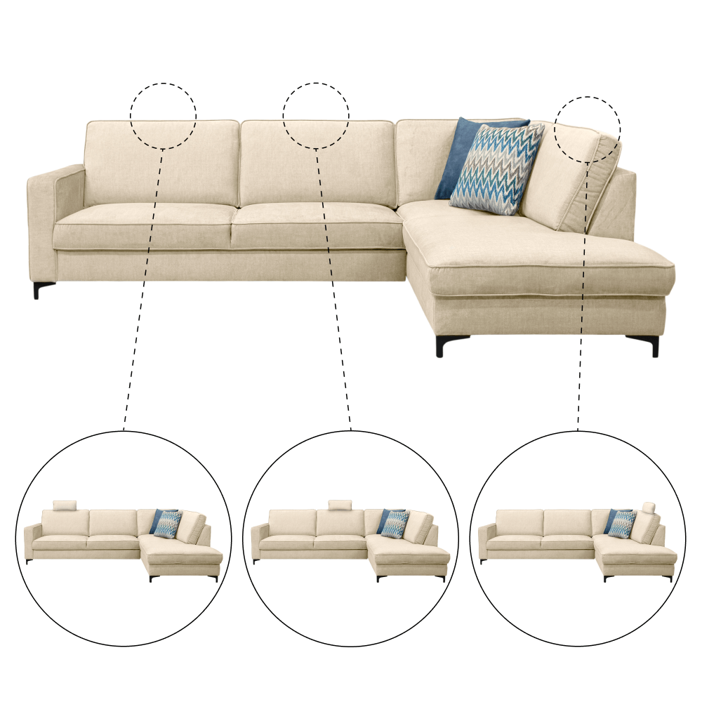 Széthúzható ülőgarnitúra, krémszínű, balos, ERMON ROH