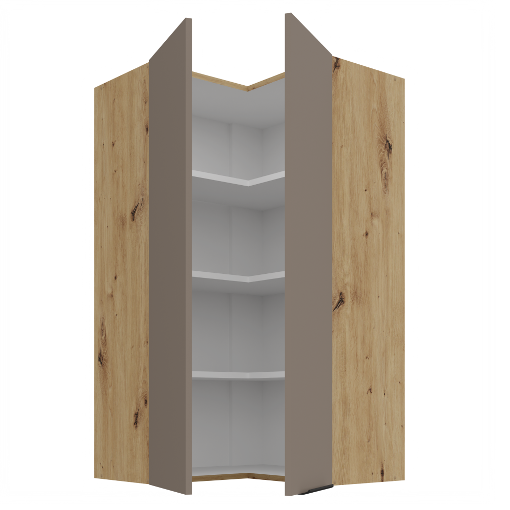Felső sarokszekrény, sandgrau/artisan tölgy, FRISBO 60x60 GN-108 2F