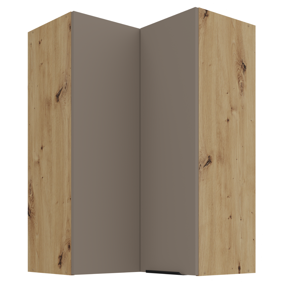 Felső sarokszekrény, sandgrau/artisan tölgy, FRISBO 60x60 GN-90 2F