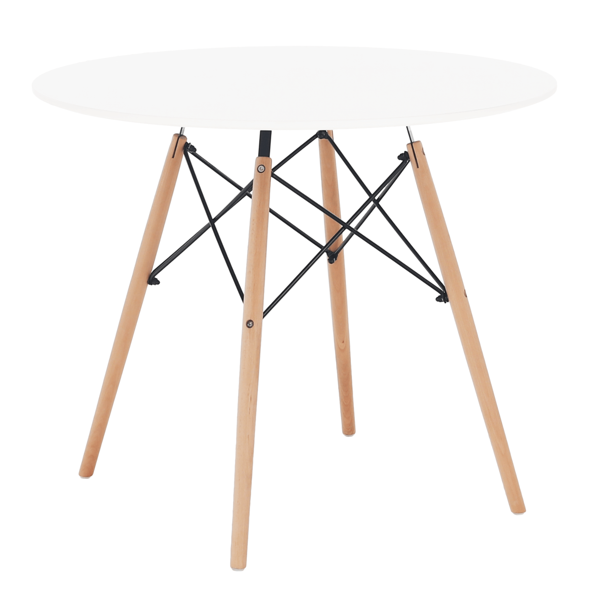 Étkezőasztal,  fehér/bükk, átmérő 80 cm, GAMIN 2 NEW 80