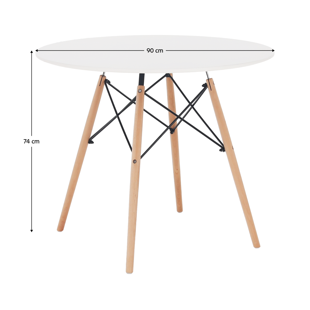 Étkezőasztal,  fehér/bükk, átmérő 80 cm, GAMIN 2 NEW 80